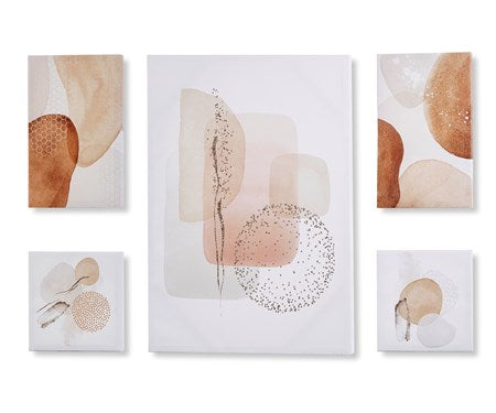 Brown Abstract Canvas Wall Prints, Set of 5